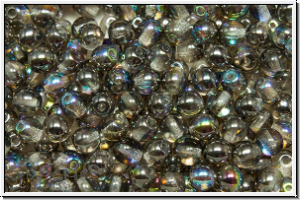 bhm. Glasperle, rund, 4mm, crystal, trans., graphite AB, 50 Stk.