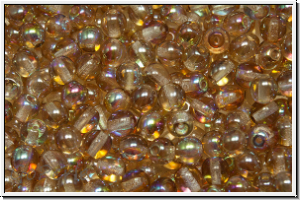 bhm. Glasperle, rund, 4mm, crystal, trans., brown AB, 50 Stk.