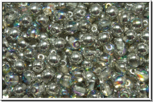 bhm. Glasperle, rund, 4mm, crystal, trans., silver AB, 50 Stk.