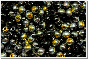 bhm. Glasperle, rund, 4mm, black, op., half marea, 50 Stk.