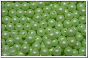 bhm. Glasperle, rund, 4mm, white, alabaster, soft pastell green, 50 Stk.