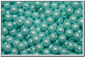 bhm. Glasperle, rund, 4mm, white, alabaster, soft pastel lt. aqua, 50 Stk.