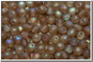 bhm. Glasperle, rund, 4mm, crystal, trans., brown AB, matte, 50 Stk.