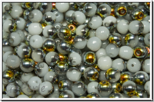 bhm. Glasperle, rund, 4mm, white, alabaster, half marea, 50 Stk.