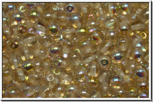 bhm. Glasperle, rund, 4mm, crystal, trans., lemon AB, 50 Stk.