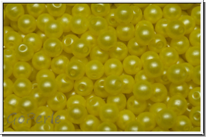 bhm. Glasperle, rund, 4mm, white, alabaster, pearl shine yellow, 50 Stk.