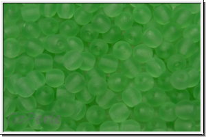 bhm. Glasperle, rund, 4mm, peridot, lt., trans., matte, 50 Stk.