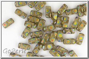 PRISM Beads, 4x8mm, topaz, lt., trans., matt, vitrail peacock, 20 Stk.