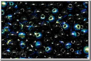 bhm. Glasperle, rund, 4mm, black, op., AB, 50 Stk.