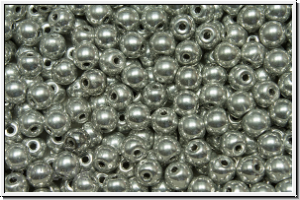 bhm. Glasperle, rund, 4mm, crystal, trans., full silver, 50 Stk.