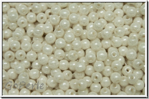 bhm. Glasperle, rund, 3mm, white, alabaster, luster, 50 Stk.