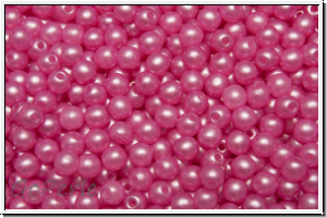 bhm. Glasperle, rund, 3mm, white, alabaster, pearl shine hot pink, 50 Stk.