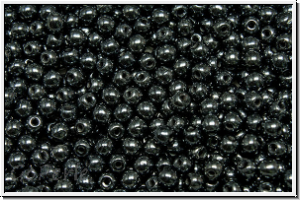 bhm. Glasperle, rund, 3mm, hematite, met., 50 Stk.