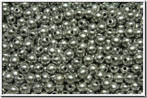 bhm. Glasperle, rund, 3mm, silver, met., satin, 50 Stk.