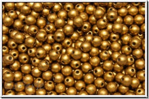 bhm. Glasperle, rund, 3mm, brass gold, met., satin, 50 Stk.