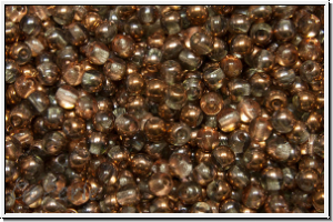 bhm. Glasperle, rund, 3mm, crystal, trans., half capri gold, 50 Stk.