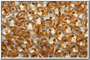 SD-00030-44889, SuperDuo Beads, crystal, trans., dk. orange-ld., 10g