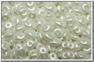 SD-00030-25001, SuperDuo Beads, crystal, trans., white pastel, 10g