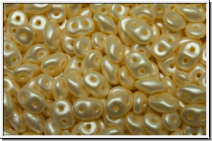 SD-02010-25039, SuperDuo Beads, white, alabaster, vanilla pastel, 10g