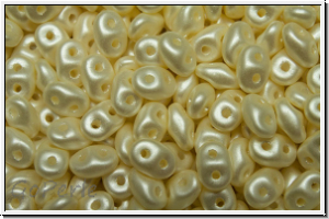 SD-02010-25110, SuperDuo Beads, white, alabaster, lt. cream pastel, 10g