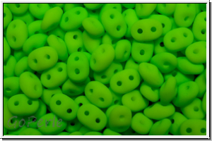 SD-02010-25142, SuperDuo Beads, white, alabaster, lime neon, 10g