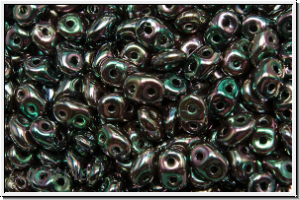 SD-23980-29123, SuperDuo Beads, black, op., full copper luster, 10g