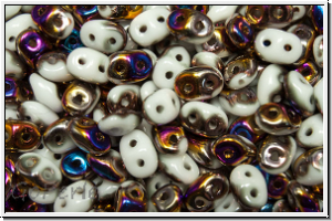 SD-03000-29500, SuperDuo Beads, white, op., half sliperit, 10g