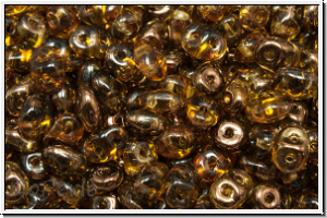 SD-10060-14215, SuperDuo Beads, topaz, trans., half copper, 10g