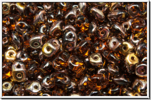 SD-10230-27101, SuperDuo Beads, topaz, sm., trans., half capri gold, 10g