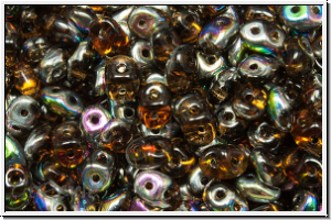 SD-10230-28101, SuperDuo Beads, topaz, sm., trans., half vitrail, 10g