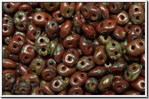 SD-13600-86805, SuperDuo Beads, brown, op., dk. picasso, 10g