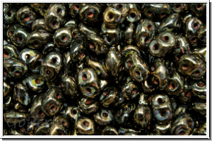 SD-23980-15695, SuperDuo Beads, black, op., violet senegal, 10g