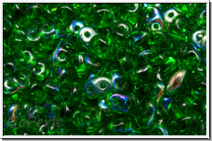 SD-50050-28701, SuperDuo Beads, green, trans., AB, 10g