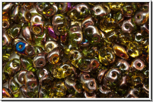 SD-50230-29500, SuperDuo Beads, olivine, lt., trans., half sliperit, 10g