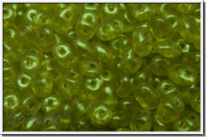 SD-50230-56952, SuperDuo Beads, olivine, lt., trans., stardust, 10g