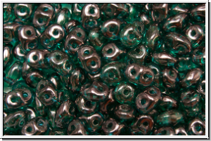 SD-50720-15726, SuperDuo Beads, emerald, trans., vega luster, 10g