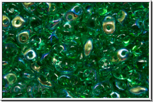 SD-50720-28701, SuperDuo Beads, emerald, trans., AB, 10g