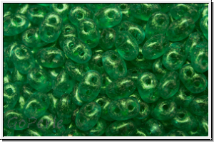 SD-50720-56952, SuperDuo Beads, emerald, trans., stardust, 10g