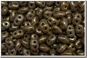 SD-53410-15695, SuperDuo Beads, olivine, op., violet senegal, 10g