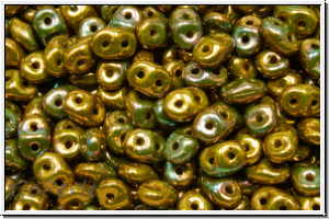 SD-53410-15780, SuperDuo Beads, olivine, op., vega luster, iris., 10g