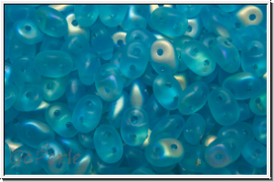 SD-60020-28771, SuperDuo Beads, aqua, trans., matte, AB, 10g