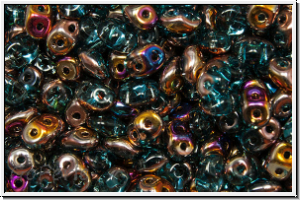 SD-60020-29500, SuperDuo Beads, aqua, trans., half sliperit, 10g