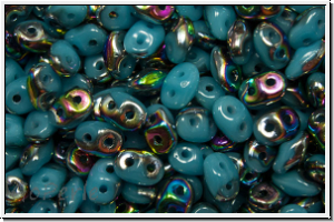 SD-63030-28101, SuperDuo Beads, aqua, op., half vitrail, 10g