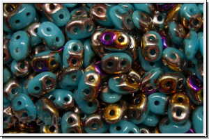 SD-63030-29500, SuperDuo Beads, aqua, op., half sliperit, 10g