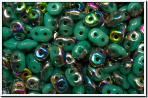 SD-63130-28101, SuperDuo Beads, turquoise, op., half vitrail, 10g