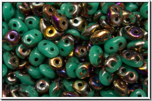 SD-63130-29500, SuperDuo Beads, turquoise, op., half sliperit, 10g