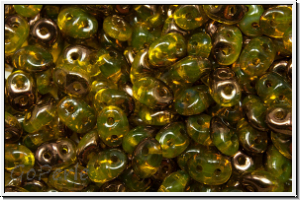 SD-80020-14215, SuperDuo Beads, yellow, trans., half copper, 10g