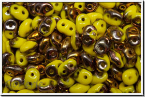 SD-83120-27101, SuperDuo Beads, yellow, op., half capri gold, 10g