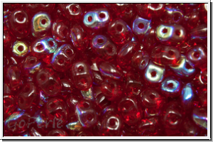 SD-90080-28701, SuperDuo Beads, siam ruby, trans., AB, 10g