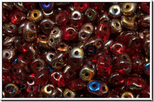 SD-90080-29500, SuperDuo Beads, siam ruby, trans., half sliperit, 10g